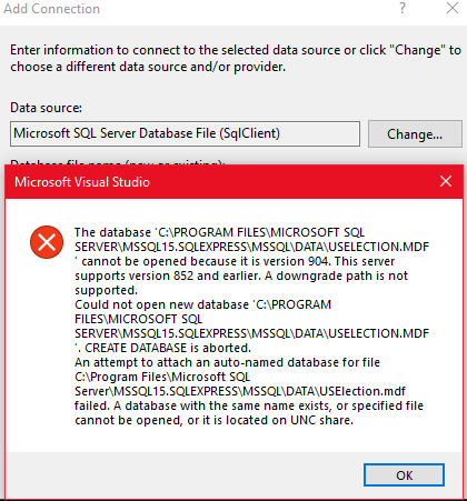 Error Message Downgrade